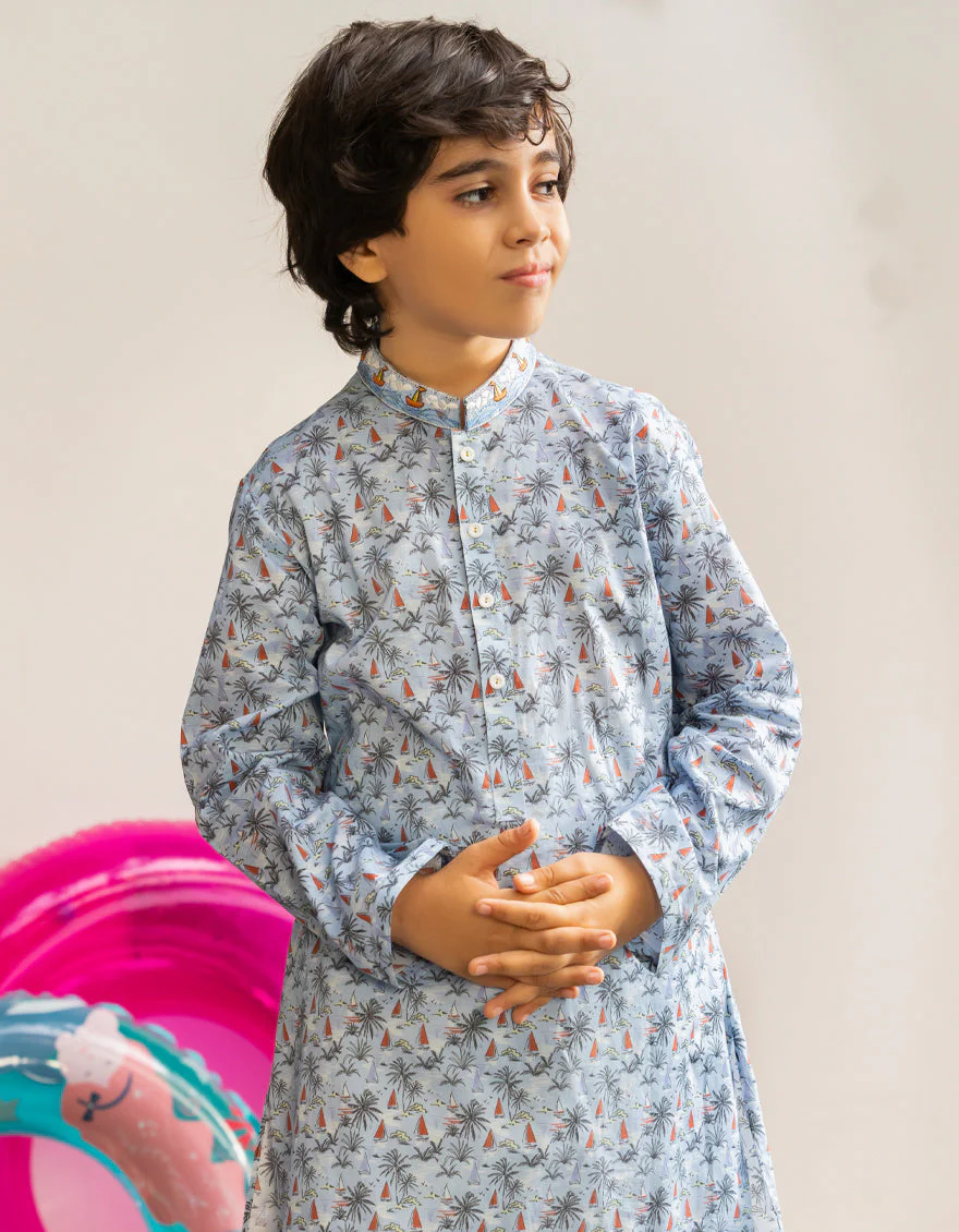 SKY BLUE COTTON KURTA | JCK-A-46611/S25/JJ9774-SF - Image 2