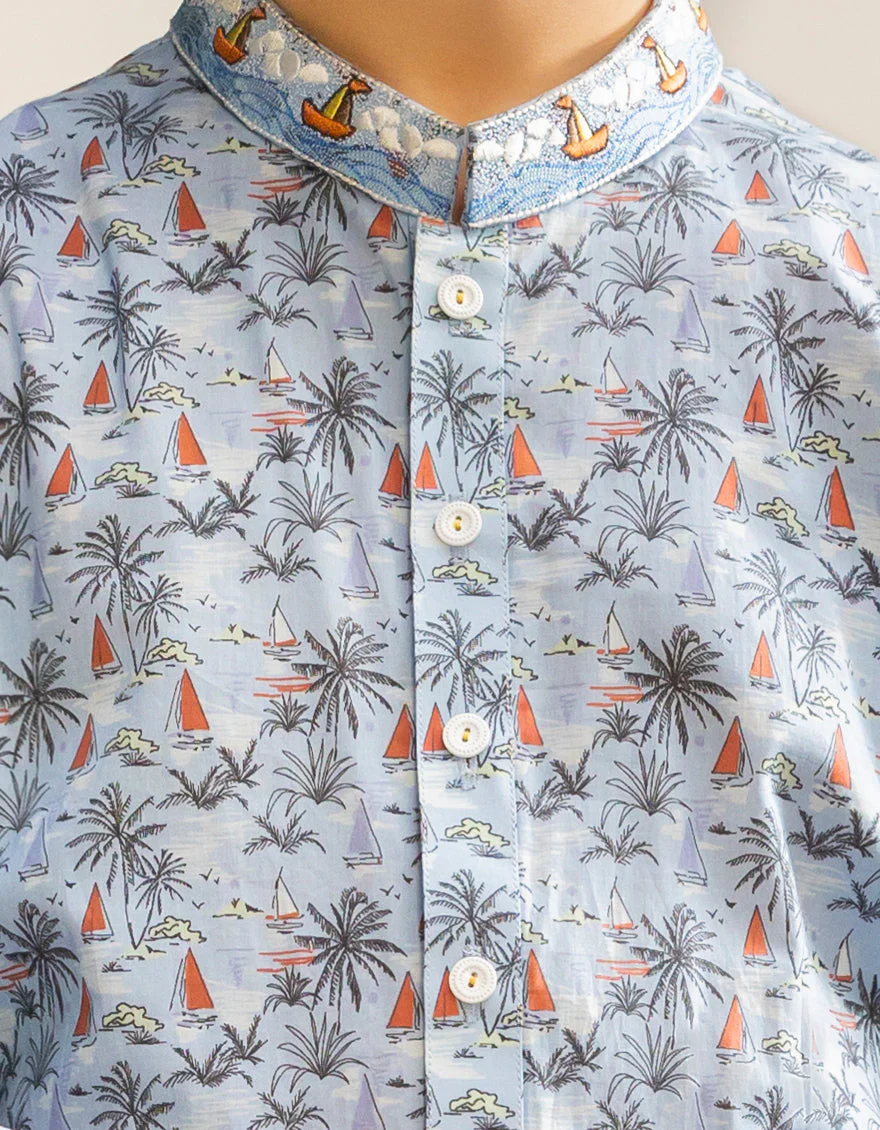 SKY BLUE COTTON KURTA | JCK-A-46611/S25/JJ9774-SF - Image 3