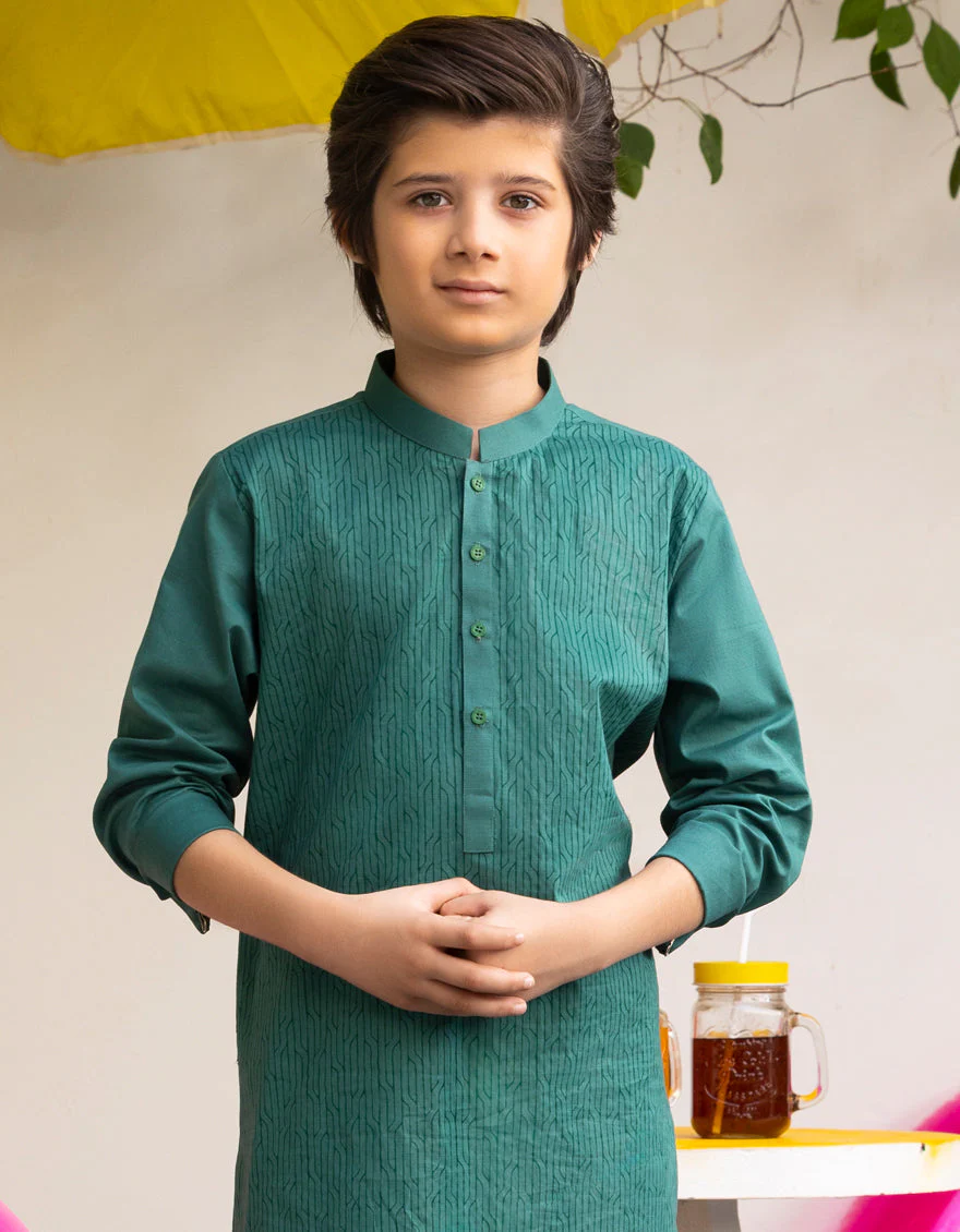 GREEN COTTON KURTA | JCK-A-50020/S25/JJ9552-CL - Image 2