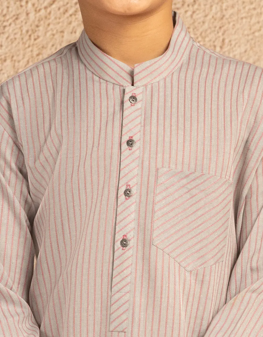 LIGHT GREY BLENDED KURTA | JCK-A-50140/S25/JJ9980-CL - Image 2