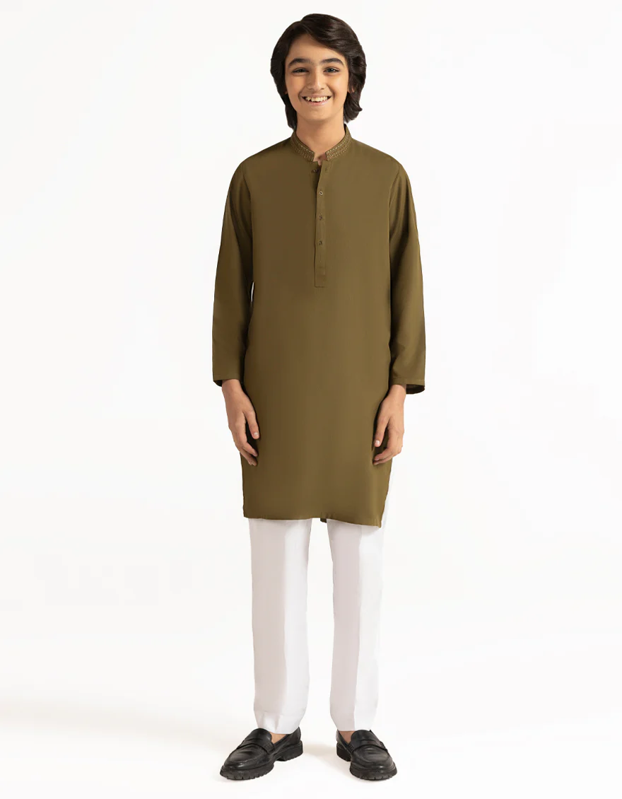 MEHNDI BLENDED KURTA | JCK-A-50477/S26/JJ10244-SF