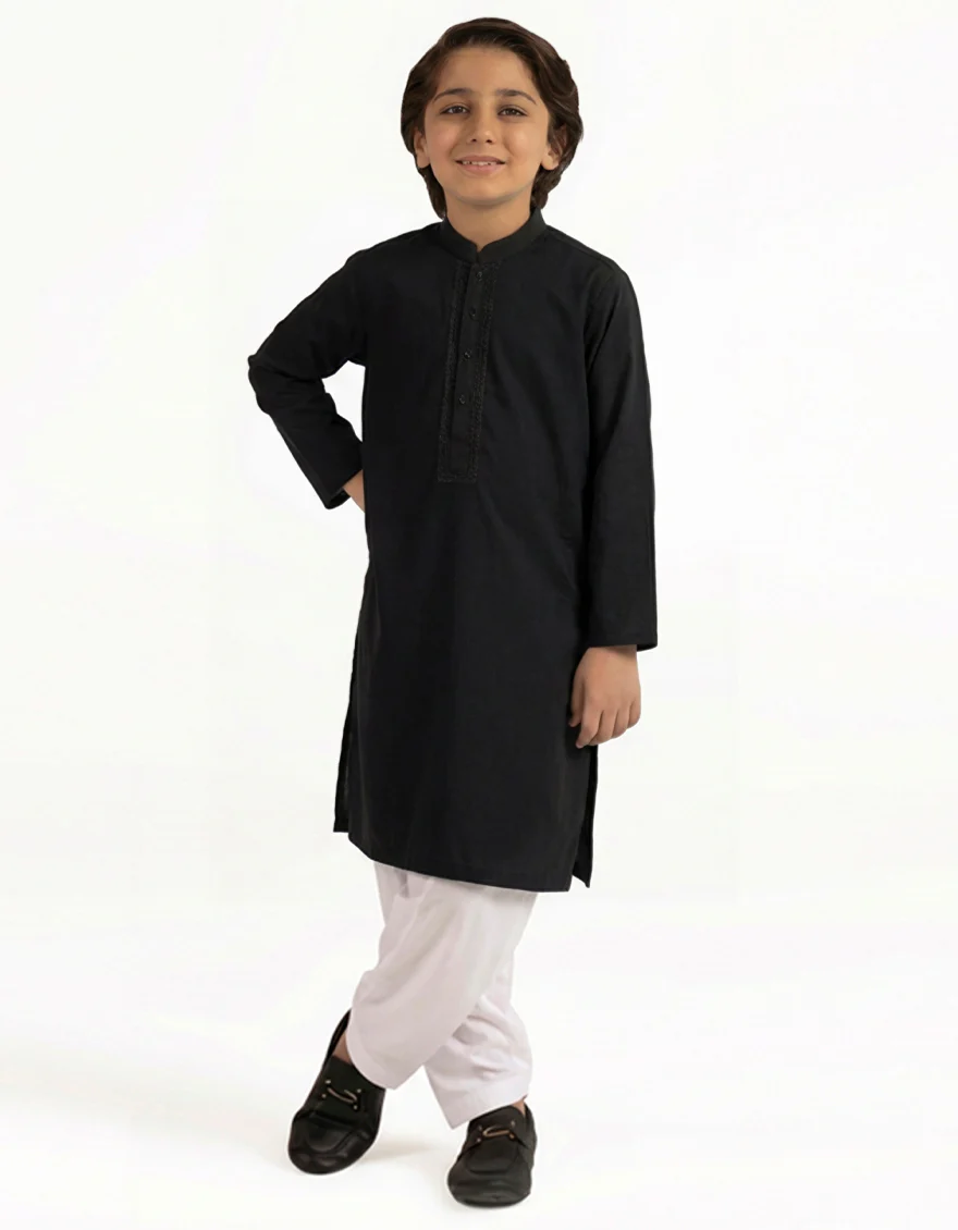 BLACK COTTON KURTA | JCK-A-50537/S26/JJ10448-SF
