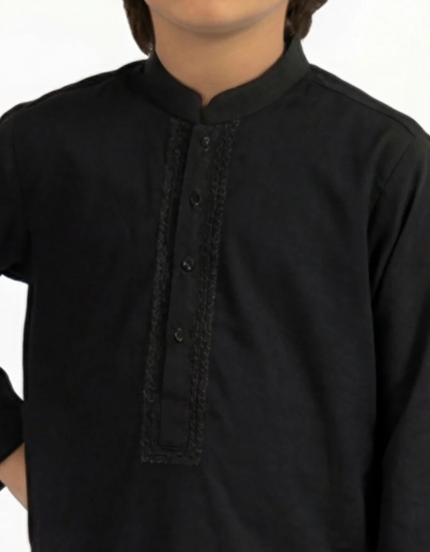BLACK COTTON KURTA | JCK-A-50537/S26/JJ10448-SF - Image 2