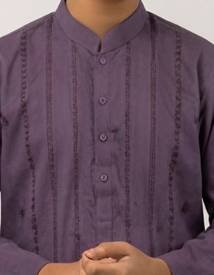 PURPLE COTTON KURTA | JCK-S-39641/S26/JJ10826-FL - Image 2