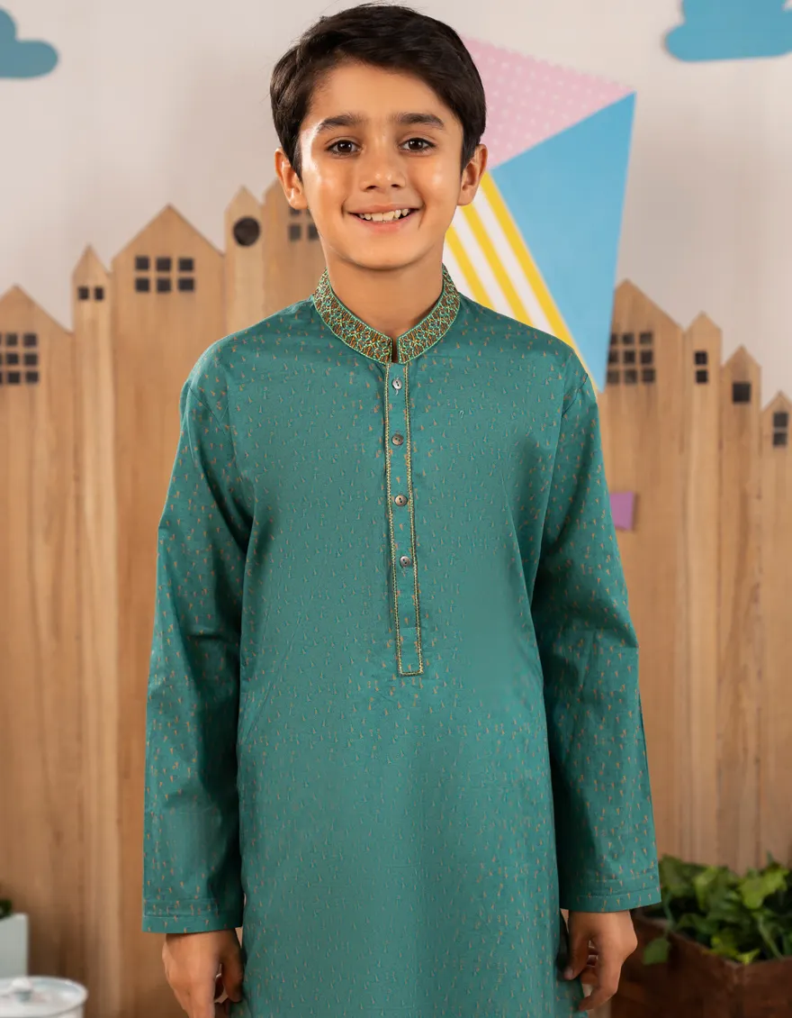GREEN COTTON KURTA | JCK-S-46694/S25/JJ9775-SF - Image 2