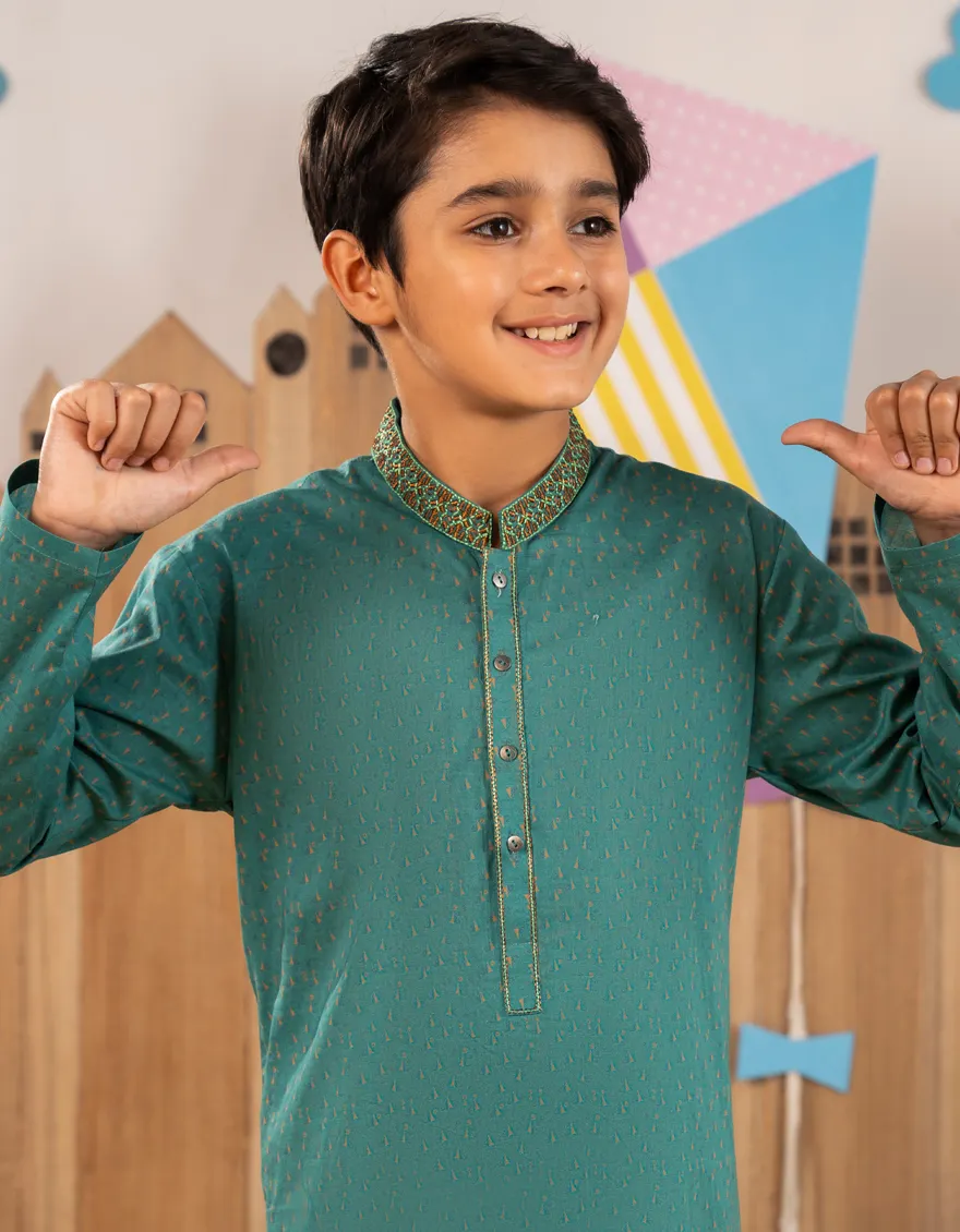 GREEN COTTON KURTA | JCK-S-46694/S25/JJ9775-SF - Image 3