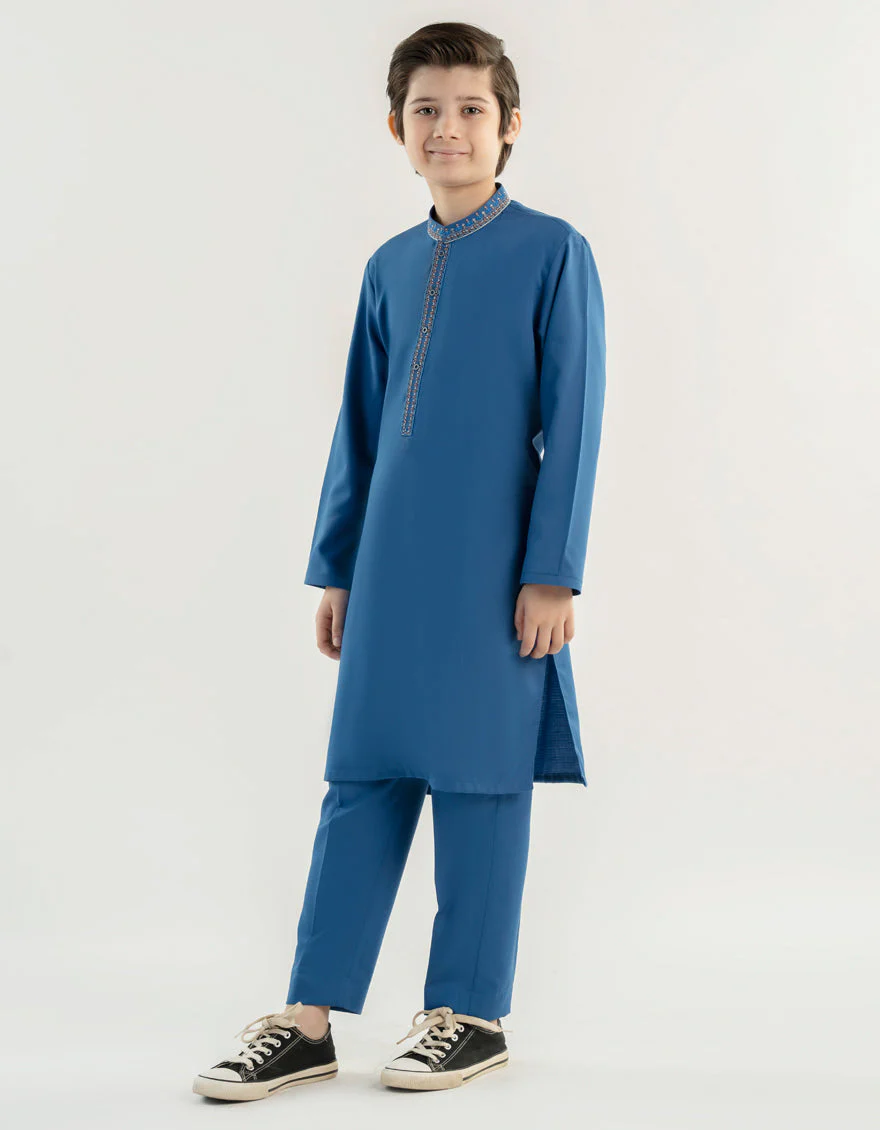 ELECTRIC BLUE BLENDED KURTA TROUSERS | JCKP-A-39184/S24/JJ9481-SF