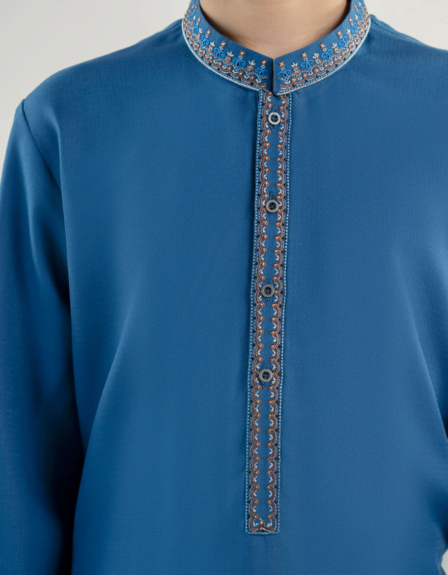 ELECTRIC BLUE BLENDED KURTA TROUSERS | JCKP-A-39184/S24/JJ9481-SF - Image 2