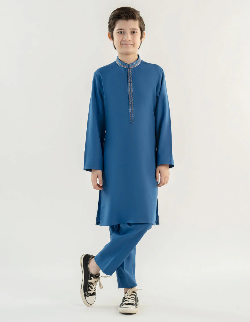 ELECTRIC BLUE BLENDED KURTA TROUSERS | JCKP-A-39184/S24/JJ9481-SF - Image 3