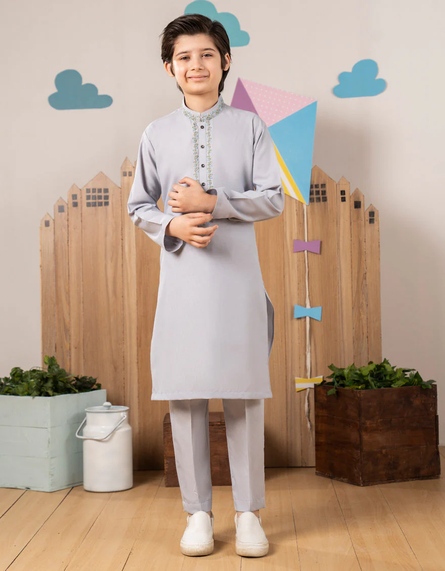 SMOKE GREY BLENDED KURTA TROUSERS | JCKP-A-39267/S25/JJ9560-SF