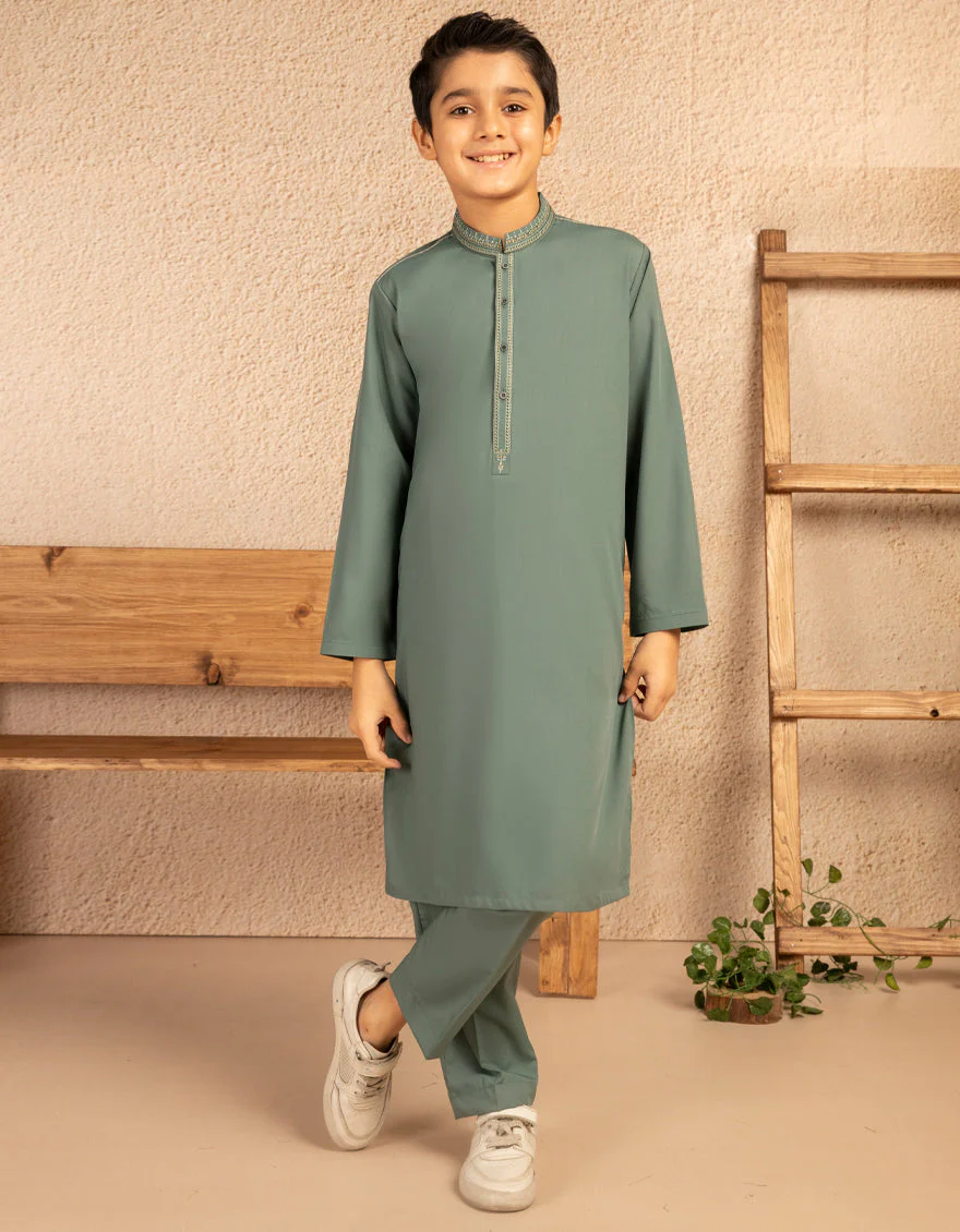 GREEN BLENDED KURTA TROUSERS | JCKP-A-39386/S25/JJ9819-SF