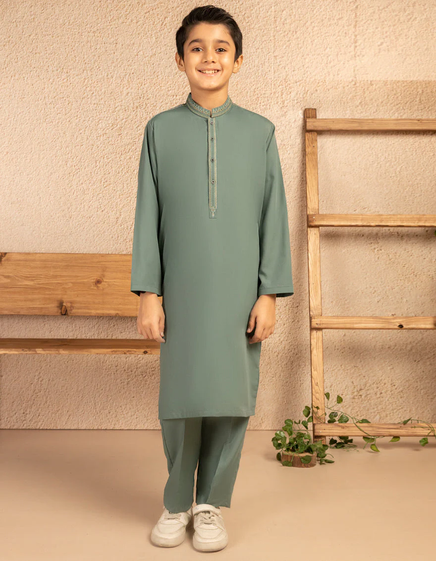 GREEN BLENDED KURTA TROUSERS | JCKP-A-39386/S25/JJ9819-SF - Image 3
