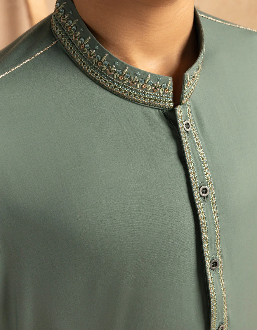 GREEN BLENDED KURTA TROUSERS | JCKP-A-39386/S25/JJ9819-SF - Image 4