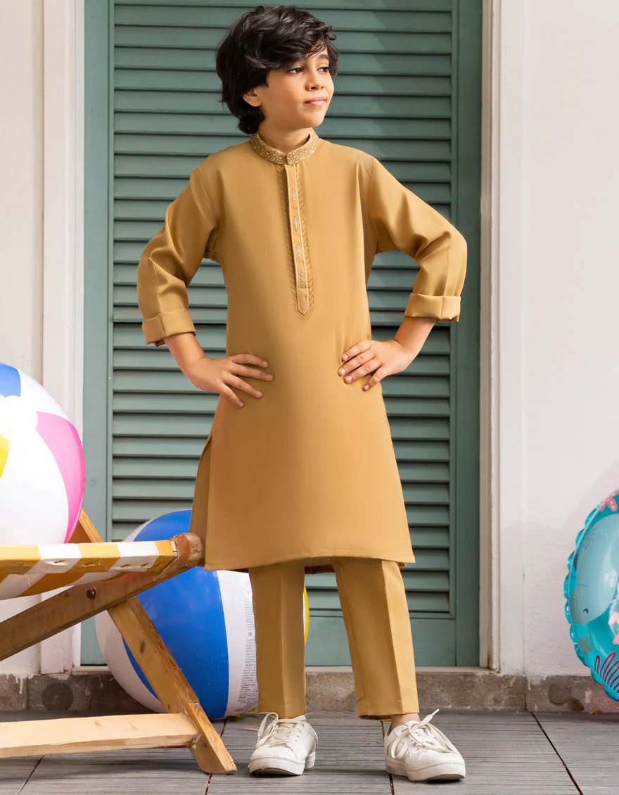 MUSTARD BLENDED KURTA TROUSERS | JCKP-A-46550/S25/JJ9620-SF