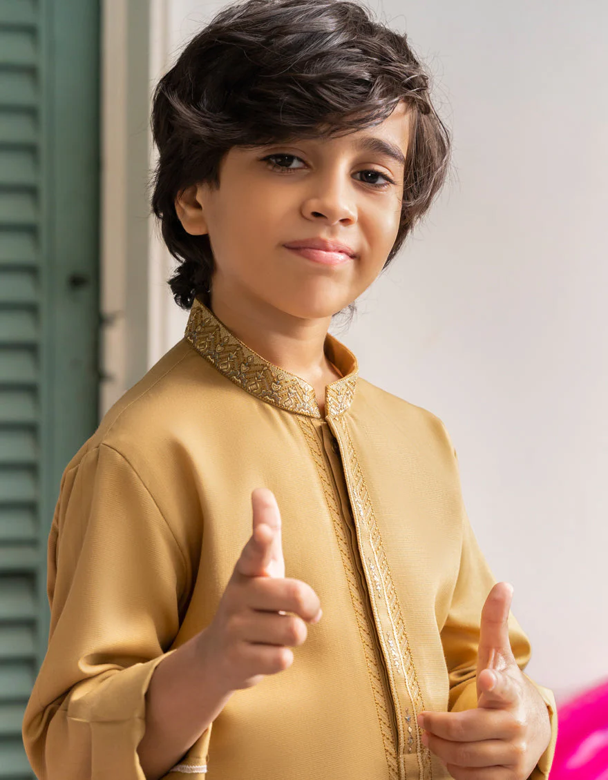 MUSTARD BLENDED KURTA TROUSERS | JCKP-A-46550/S25/JJ9620-SF - Image 2