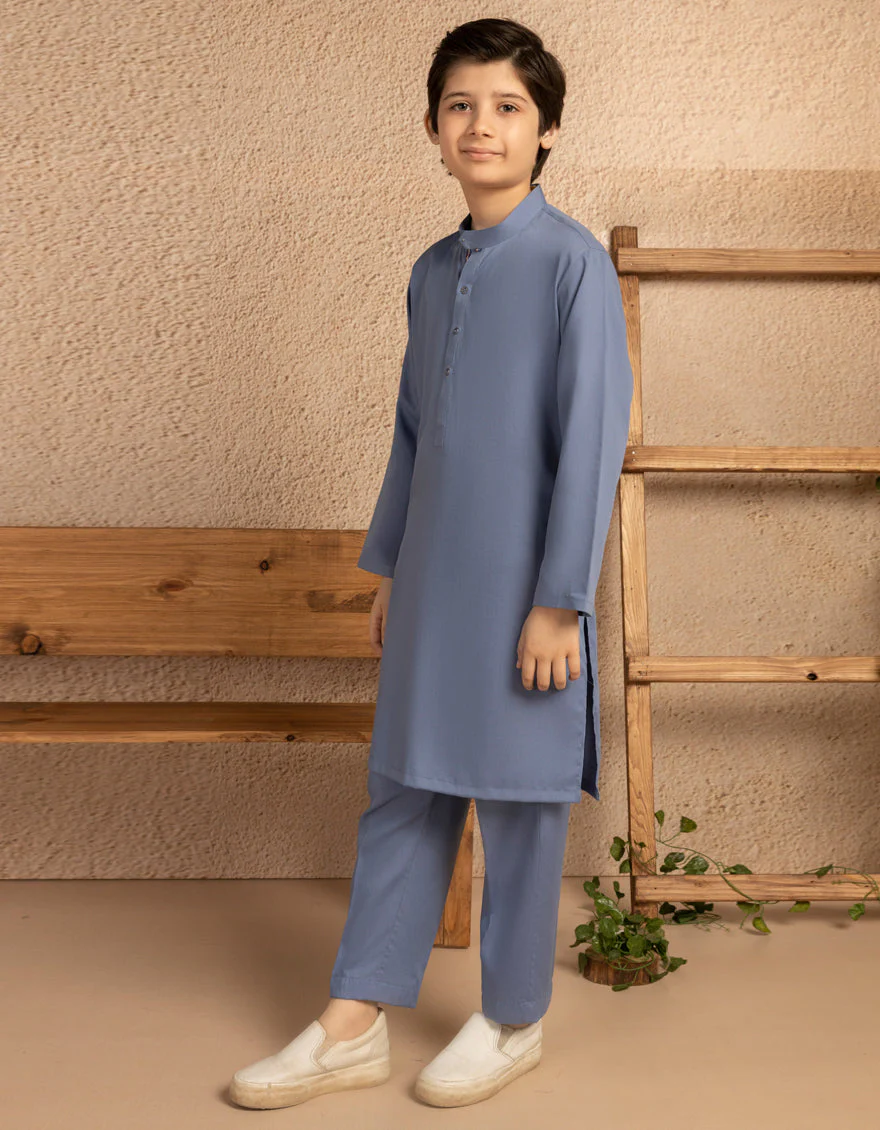 PERIWINKLE BLENDED KURTA TROUSERS | JCKP-A-46781/S25/JJ9350-CL