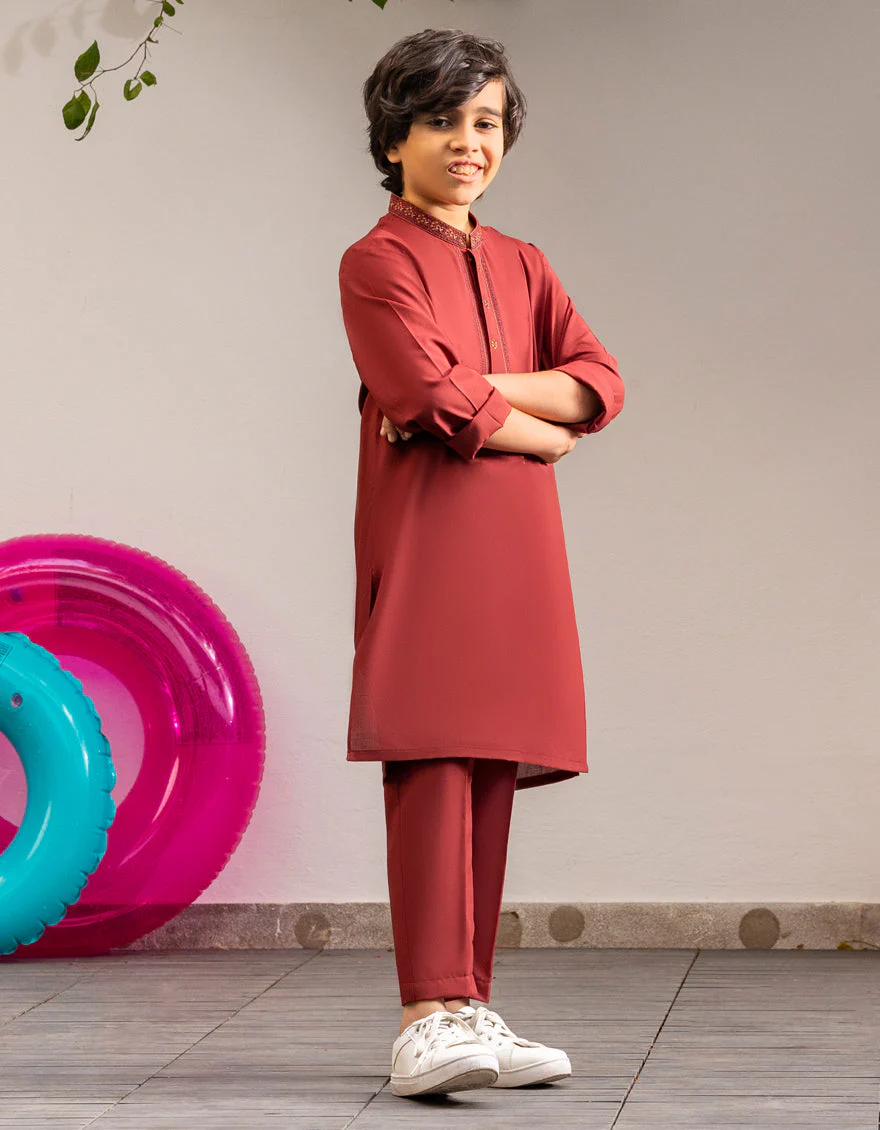 MAROON BLENDED KURTA TROUSERS | JCKP-S-39251/S25/JJ9377-SF