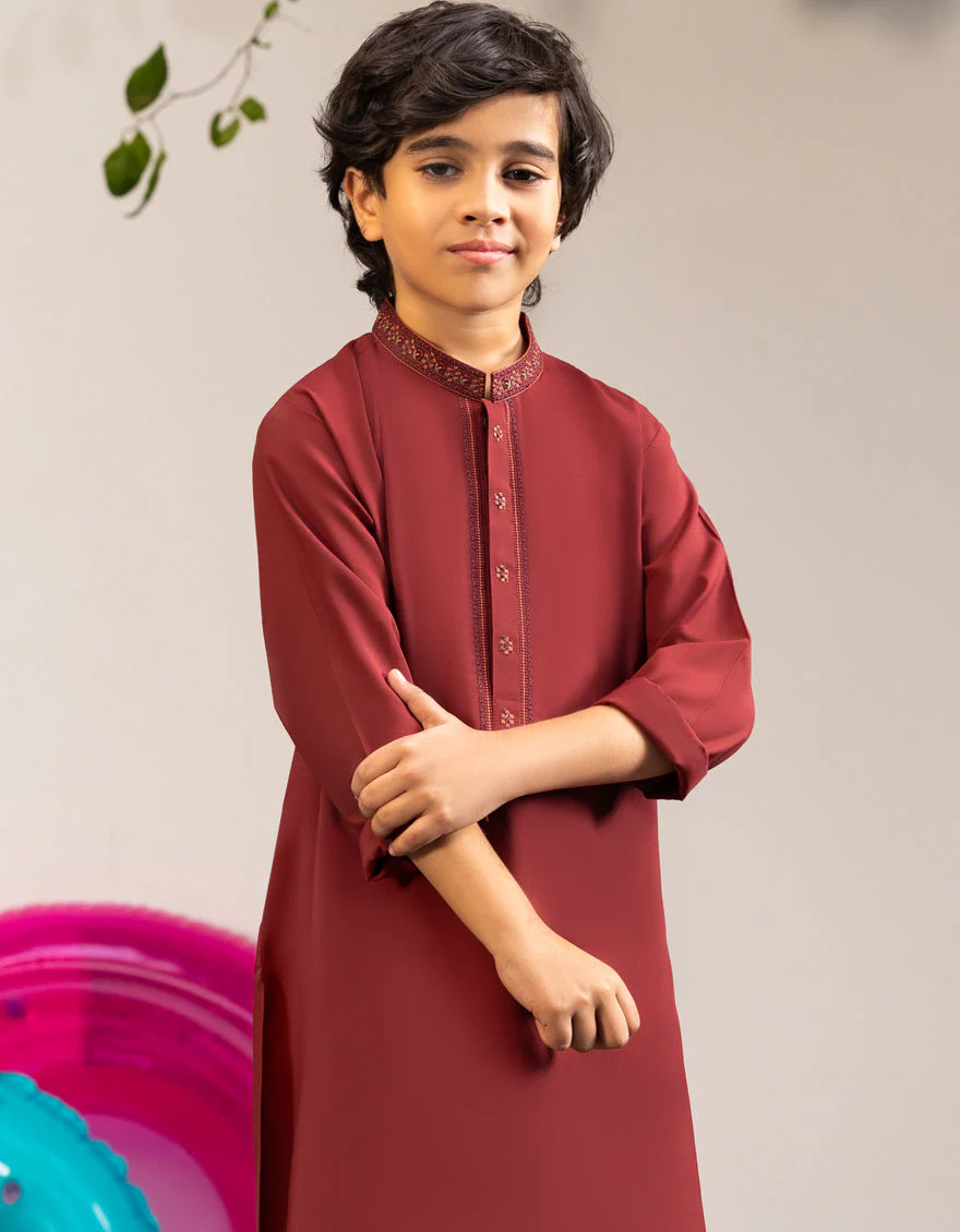 MAROON BLENDED KURTA TROUSERS | JCKP-S-39251/S25/JJ9377-SF - Image 2