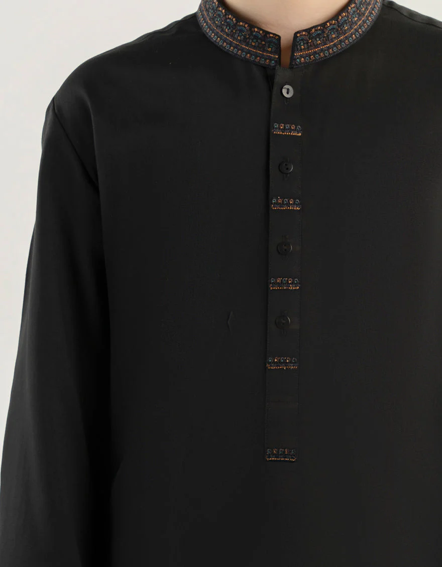 BLACK BLENDED KAMEEZ SHALWAR | JCKS-A-39222/S24/JJ8722-FL - Image 3