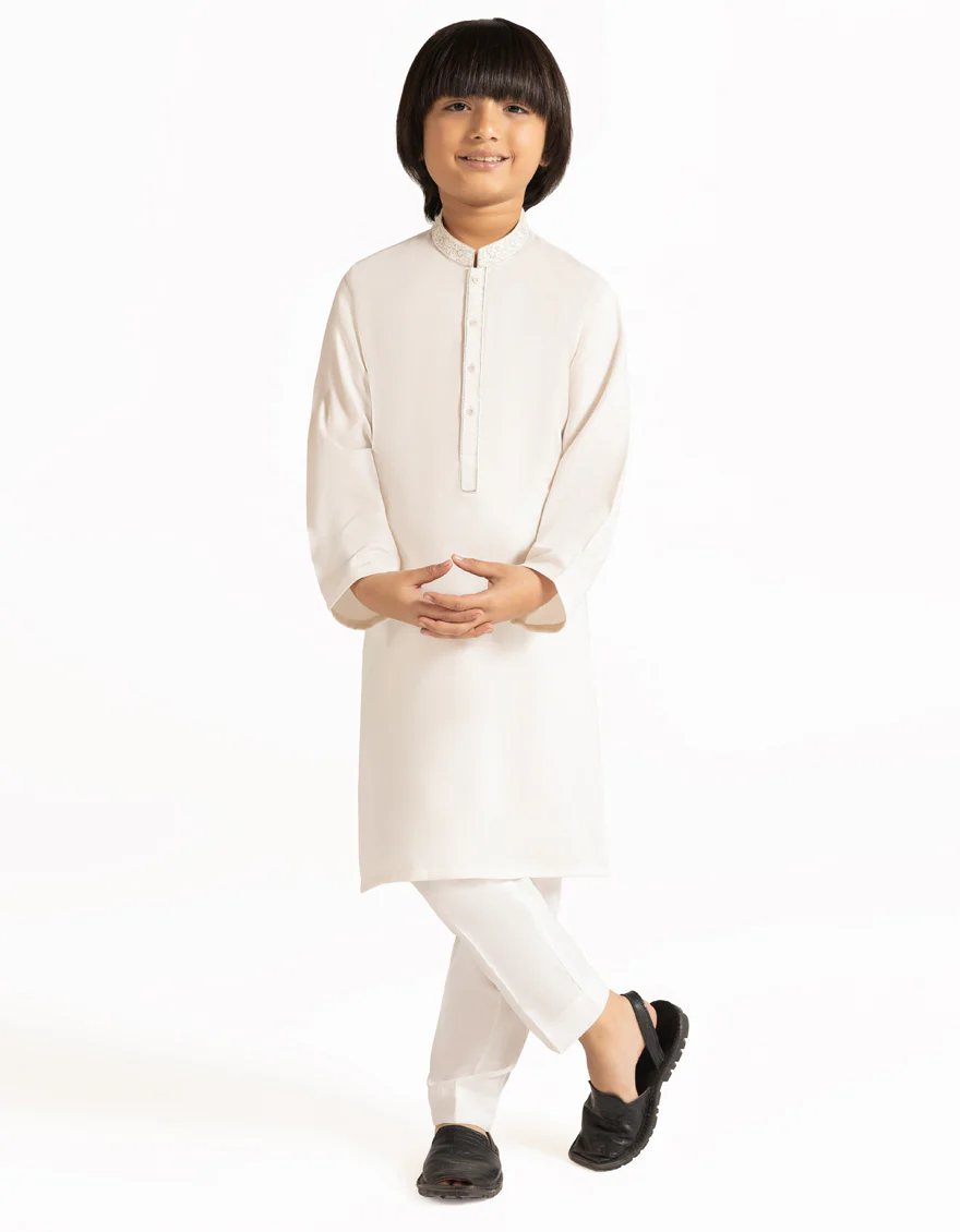OFF WHITE BLENDED KAMEEZ SHALWAR | JCKS-A-39556/S26/JJ10369-SF