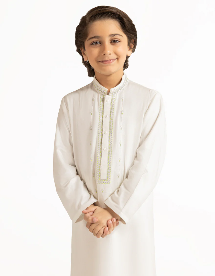 WHITE BLENDED KAMEEZ SHALWAR | JCKS-A-39577/S26/JJ10581-SF - Image 2