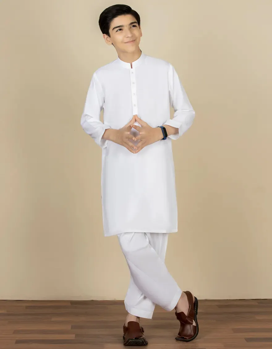 WHITE BLENDED KAMEEZ SHALWAR | JCKS-A-40221-R16-AP/S25/JJ9737-PN
