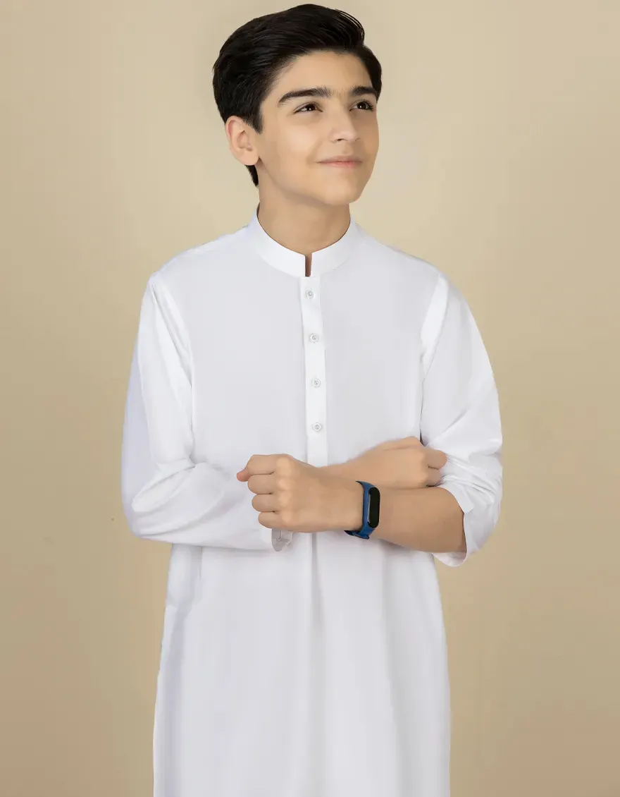 WHITE BLENDED KAMEEZ SHALWAR | JCKS-A-40221-R16-AP/S25/JJ9737-PN - Image 2