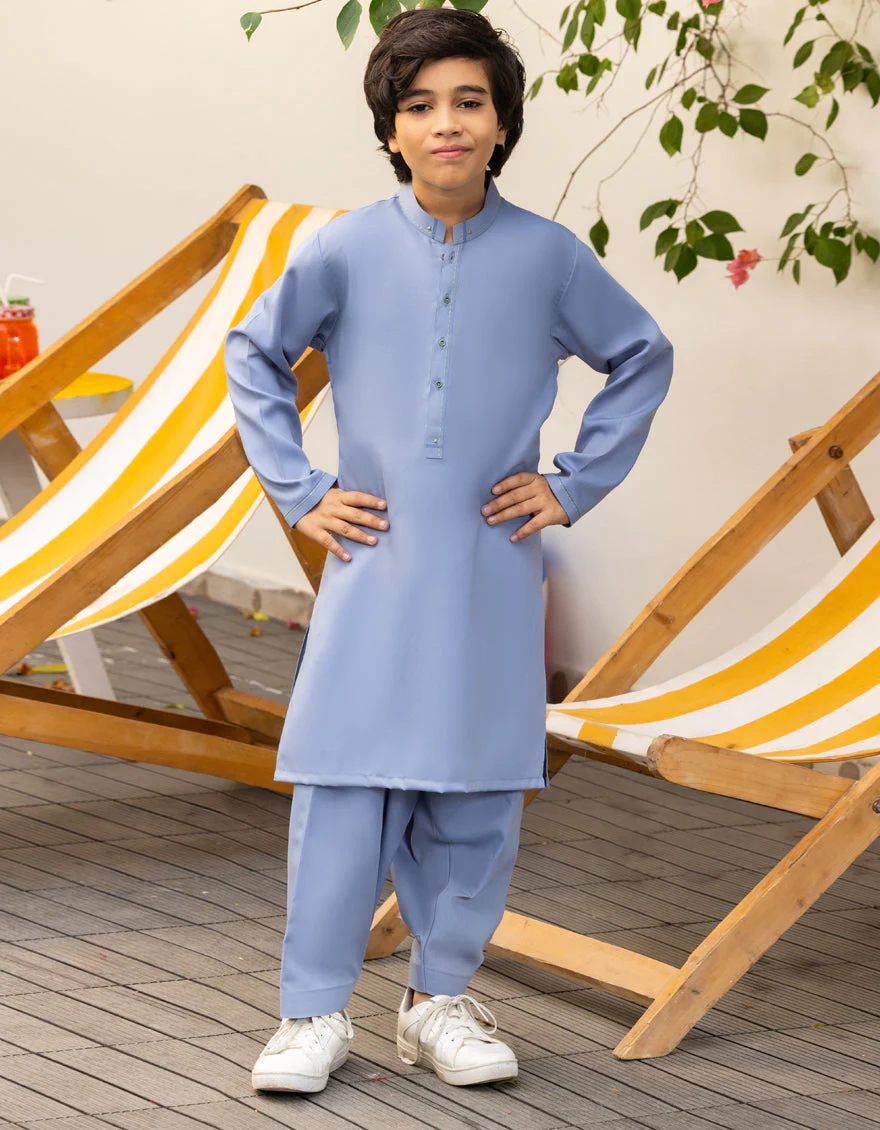 SKY BLUE BLENDED KAMEEZ SHALWAR | JCKS-A-46558/S25/JJ9621-CL