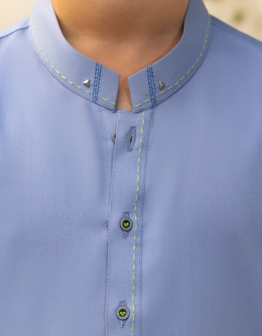 SKY BLUE BLENDED KAMEEZ SHALWAR | JCKS-A-46558/S25/JJ9621-CL - Image 3