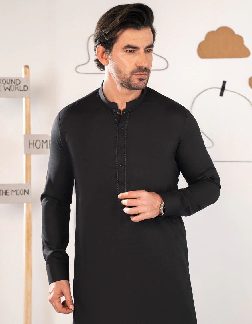 BLACK BLENDED KAMEEZ SHALWAR | JCKS-A-90516/S25/JJ9766-SF - Image 2