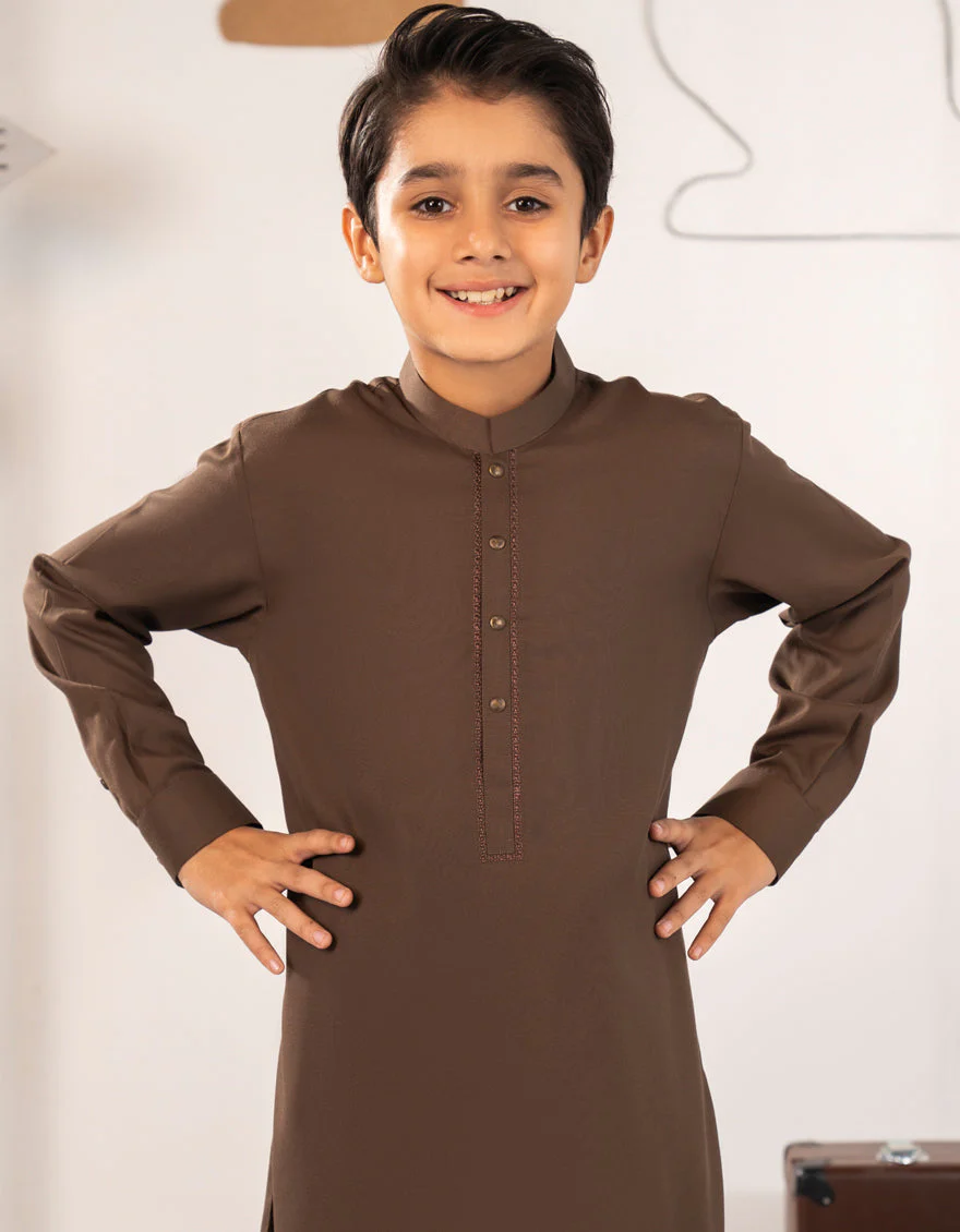 BROWN BLENDED KAMEEZ SHALWAR | JCKS-A-90517/S25/JJ9766-SF - Image 2