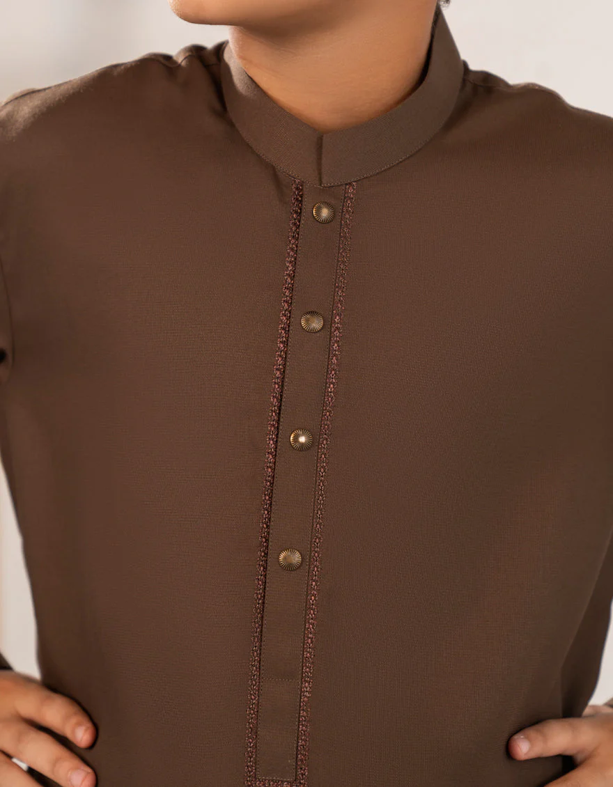BROWN BLENDED KAMEEZ SHALWAR | JCKS-A-90517/S25/JJ9766-SF - Image 3