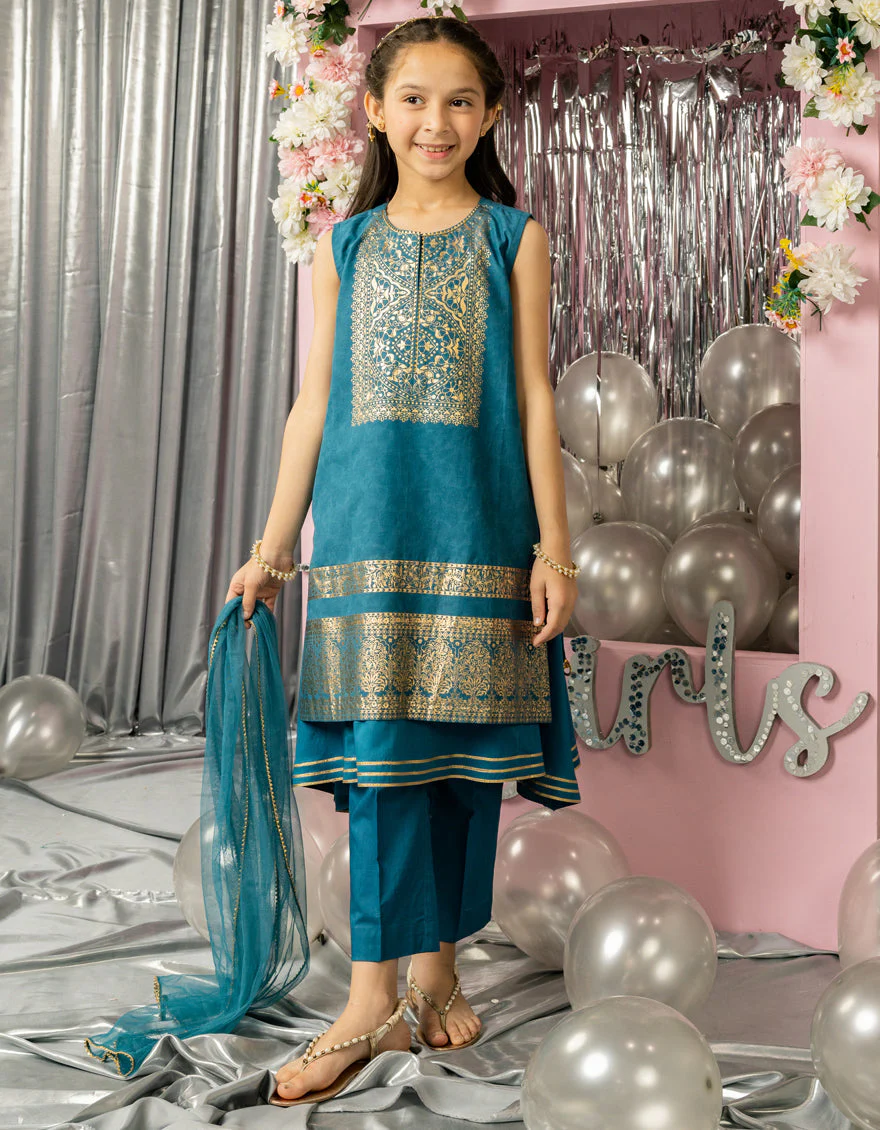 BLUE LAWN 3PC STITCHED | JGK-S-JGP-25-1559 FB/FESTIVE FOIL-5