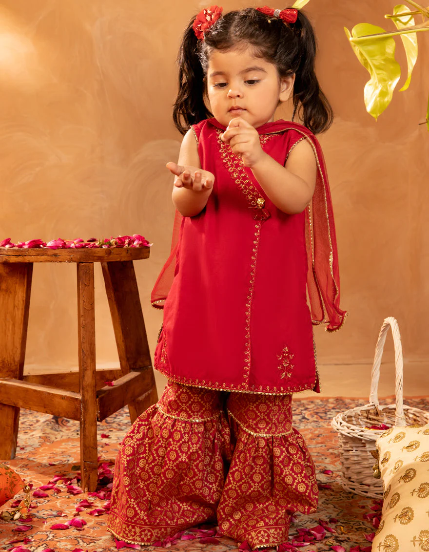 RED COTTON SILK 3PC STITCHED | JGK-S-JIF-25-1707 FB/IRIS-07