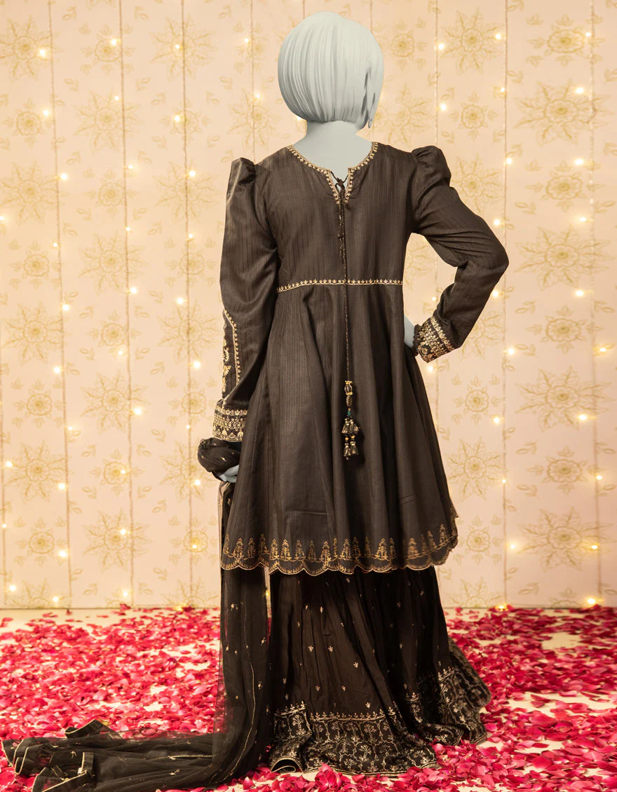 BLACK DOBBY 3PC STITCHED | JGK-S-JTF-25-753 FB/RANG-E-ZARI-3 - Image 3
