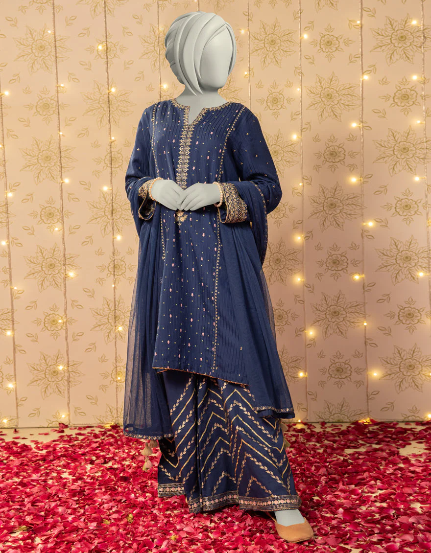 BLUE TEXTURED 3PC STITCHED | JGK-S-JTF-25-754 FB/RANG-E-ZARI-4