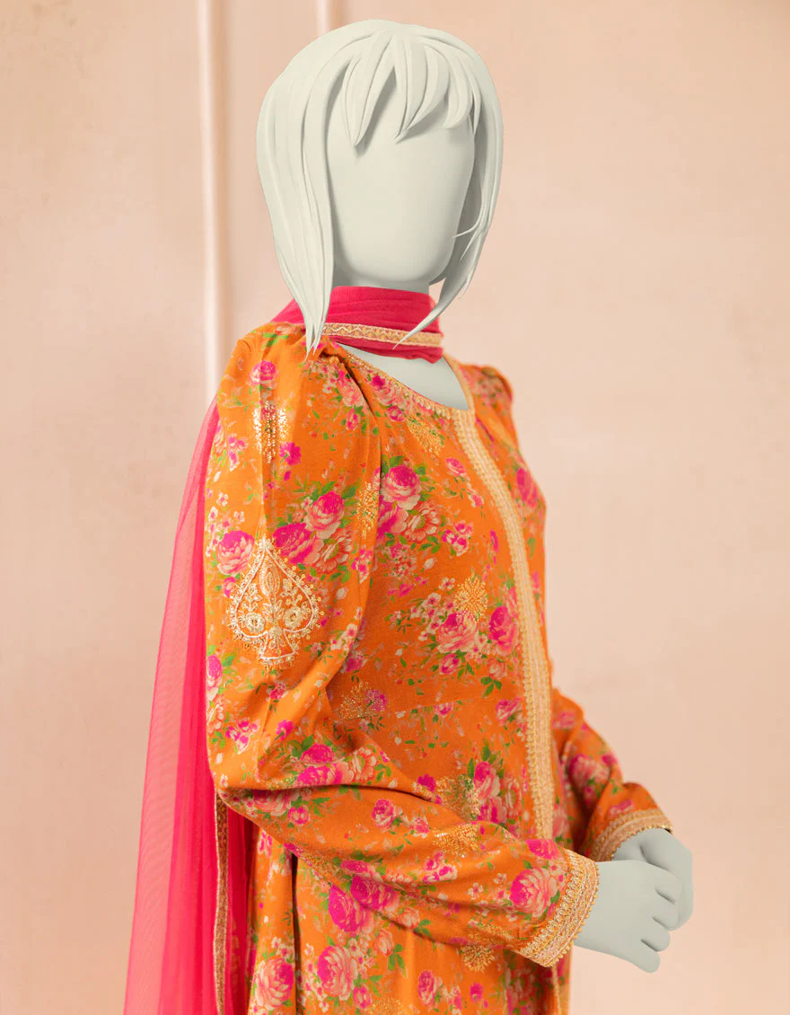 ORANGE TEXTURED 3PC STITCHED | JGK-S-JTF-25-760 FB/RANG-E-ZARI-4 - Image 2