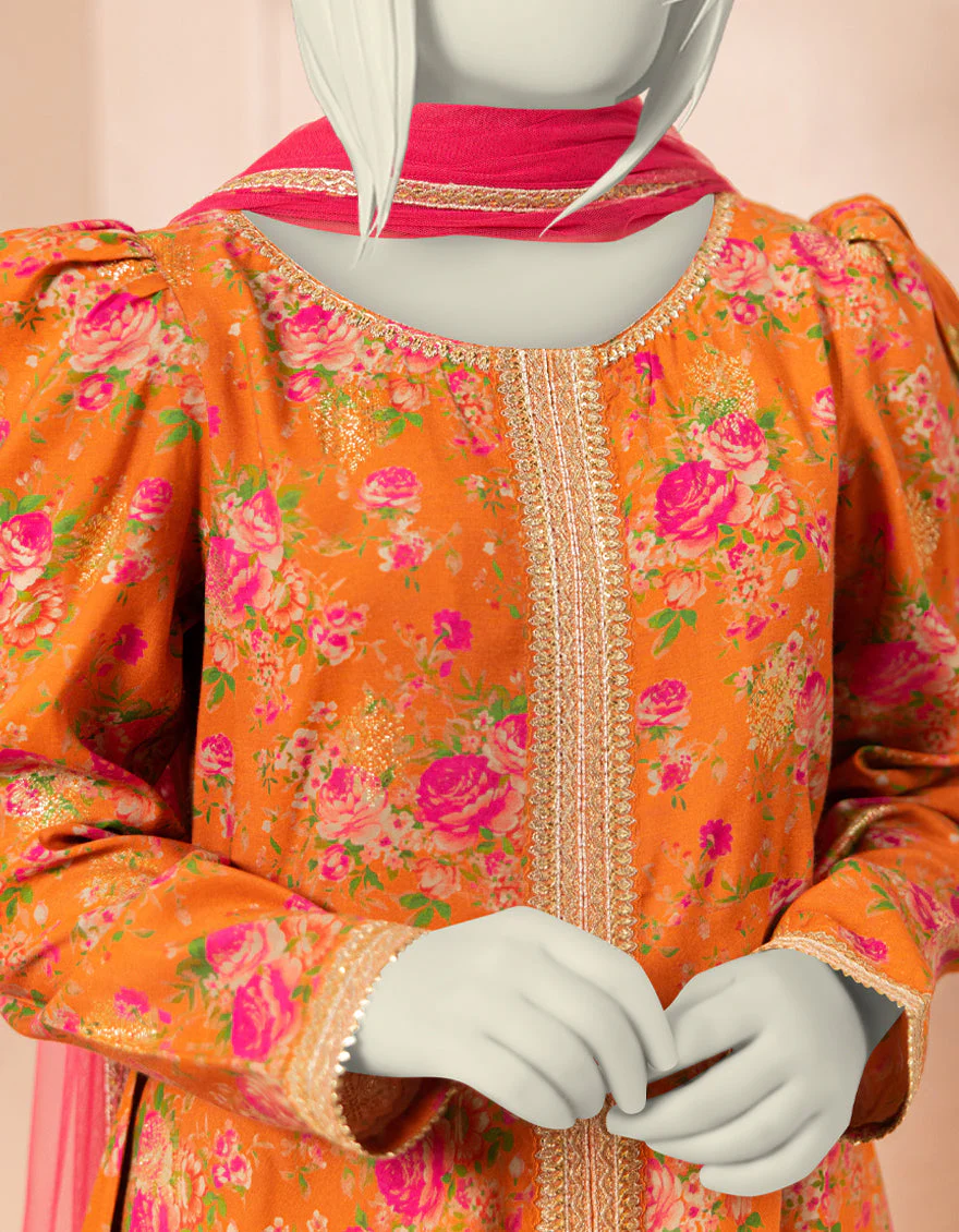 ORANGE TEXTURED 3PC STITCHED | JGK-S-JTF-25-760 FB/RANG-E-ZARI-4 - Image 4