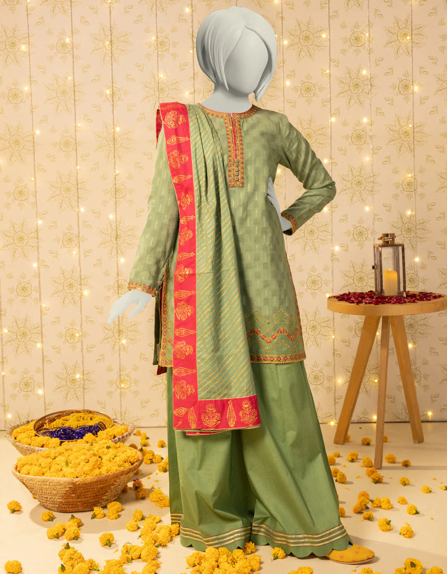 GREEN DOBBY 3PC STITCHED | JGK-S-JTP-25-615 FB/DHANAK-05