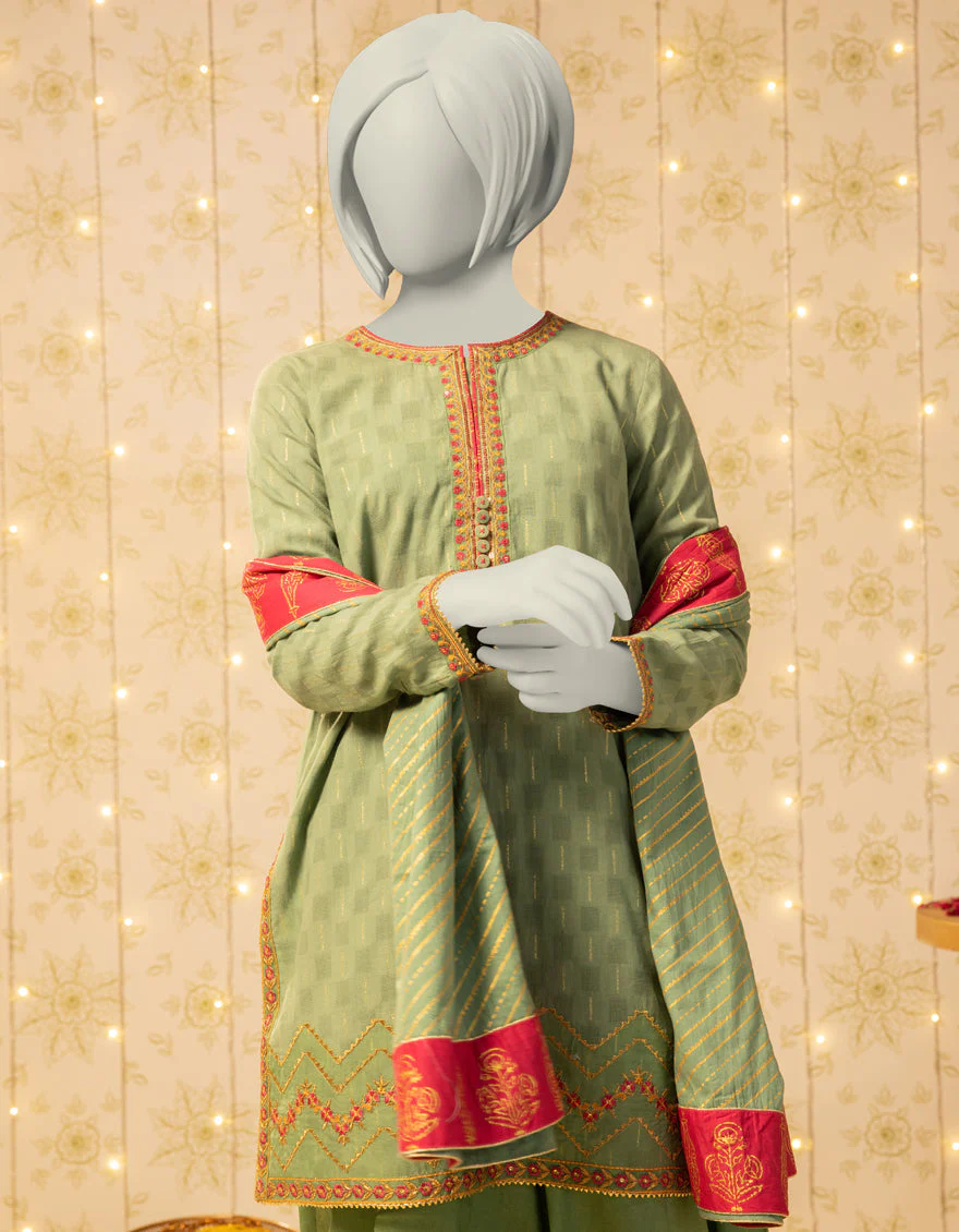 GREEN DOBBY 3PC STITCHED | JGK-S-JTP-25-615 FB/DHANAK-05 - Image 3