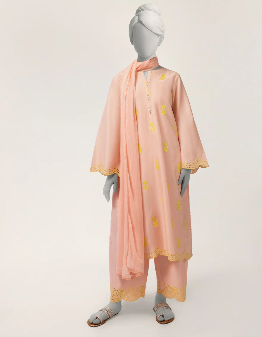 PEACH LAWN 3PC STITCHED | JGK-S-JTP-26-663 FB/SCHIFFLI-T-03
