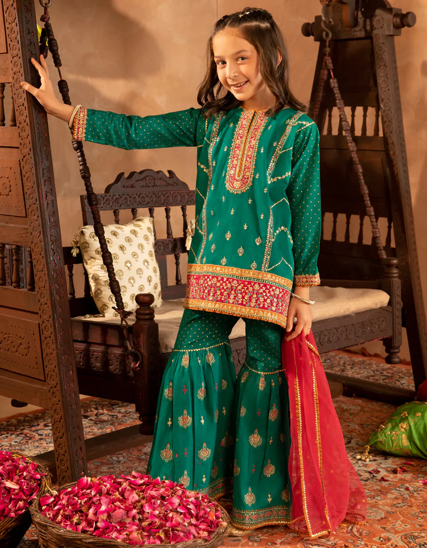 GREEN COTTON LAWN 3PC STITCHED | JGKL-S-JGF-25-1903 FB/SHIREEN-03