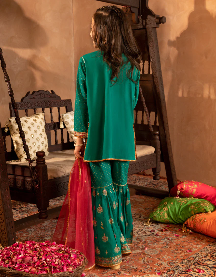 GREEN COTTON LAWN 3PC STITCHED | JGKL-S-JGF-25-1903 FB/SHIREEN-03 - Image 2