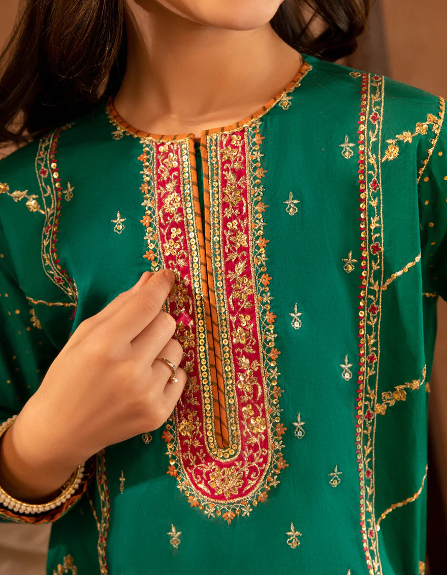 GREEN COTTON LAWN 3PC STITCHED | JGKL-S-JGF-25-1903 FB/SHIREEN-03 - Image 3