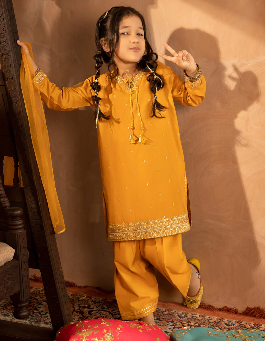 OCHRE LAWN 3PC STITCHED | JGKL-S-JGF-25-1905 FB/SHIREEN-5
