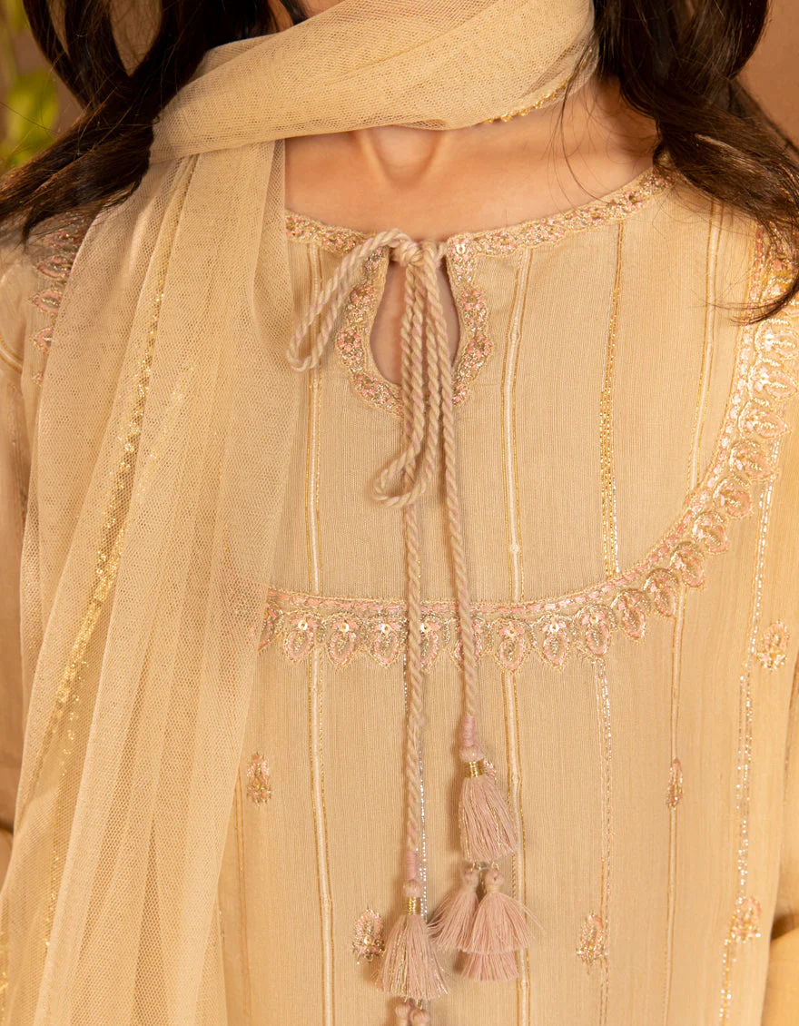 BEIGE ZARI 3PC STITCHED | JGKL-S-JGF-25-1909 FB/SHIREEN-09 - Image 3