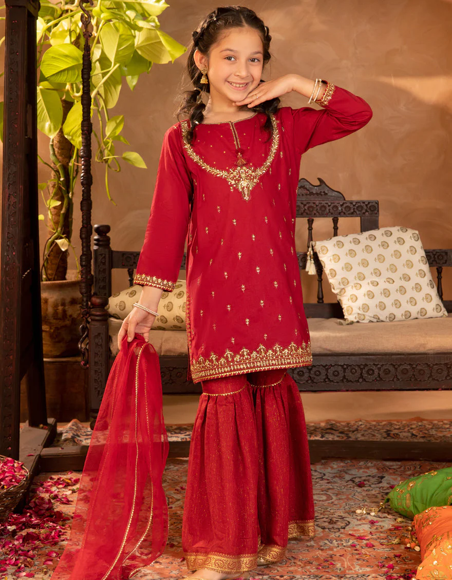 MAROON CORA 3PC STITCHED | JGKL-S-JGF-25-1910 FB/SHIREEN-10