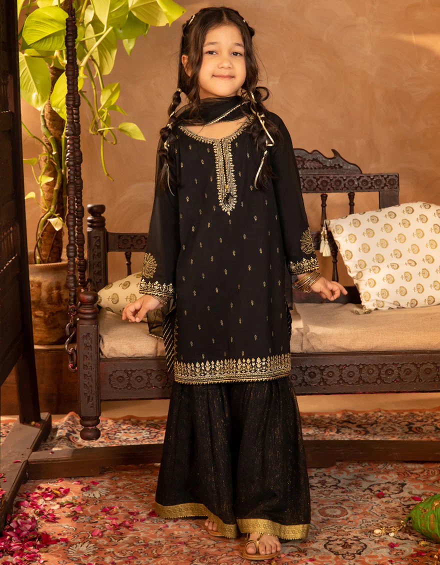 BLACK CORA 3PC STITCHED | JGKL-S-JGF-25-1911 FB/SHIREEN-11