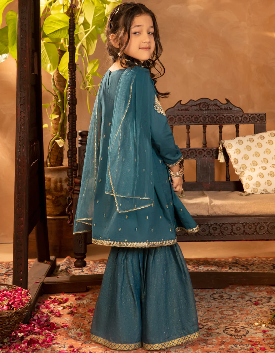 TEAL CORA 3PC STITCHED | JGKL-S-JGF-25-1912 FB/SHIREEN-12 - Image 2