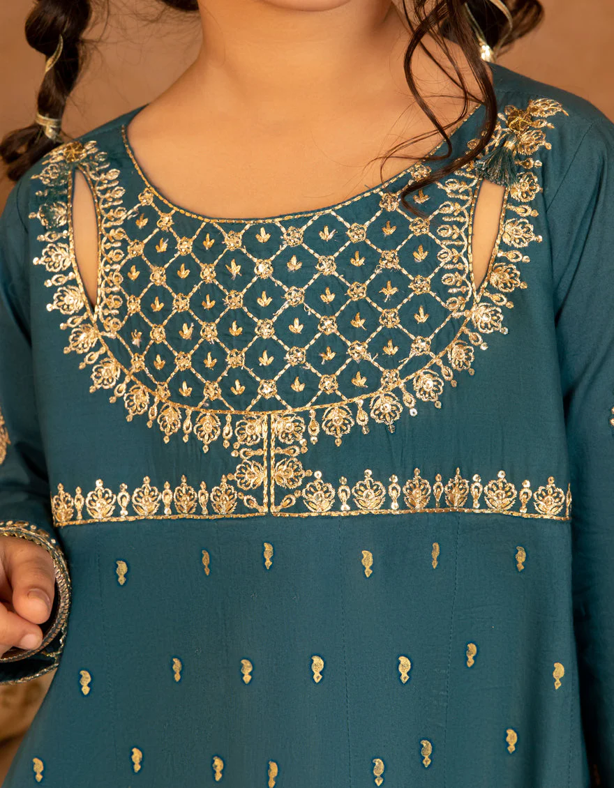 TEAL CORA 3PC STITCHED | JGKL-S-JGF-25-1912 FB/SHIREEN-12 - Image 3